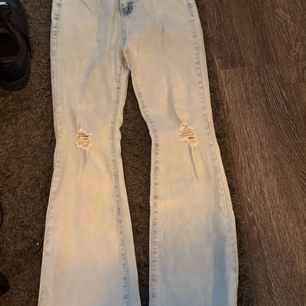 & Other Stories Light Blue Distressed Flare Jeans